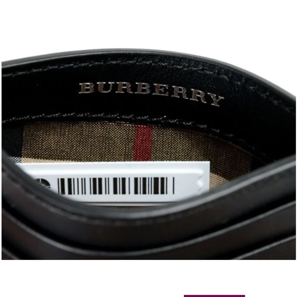 Authentic Burberry Men’s Black Perforated Leather Sandon Card Holder Wallet